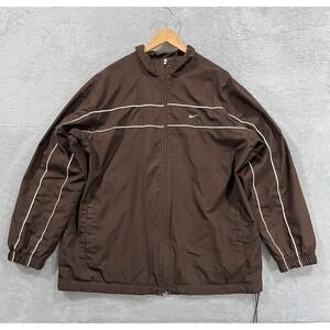 Vintage Nike Track Jacket Men's 2XL Windbreaker Full Zip Y2K Retro 90s Brown